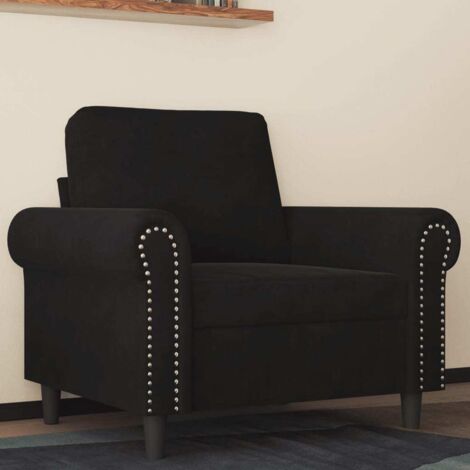Vidaxl – Fauteuil en velours noir 60 cm – Design moderne – Structure métal et mousse – Largeur 60 cm – Capacité 110 kg – Assemblage requis