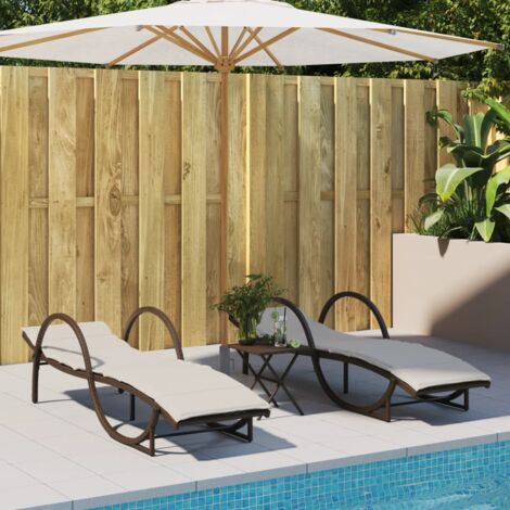 Chaises longues lot de 2 avec coussins marron résine tressée vidaXL (1/6)