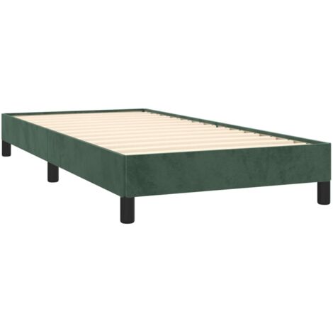 Vidaxl – Cadre de lit simple 90x190 cm en velours vert foncé – Structure robuste en contreplaqué – Dimensions totales 193x93x25 cm (1/5)
