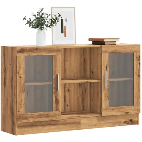 Vidaxl – Buffet chêne artisanal 120x30,5x70 cm – Bois d'ingénierie résistant à l'humidité – 2 portes et 2 compartiments de rangement