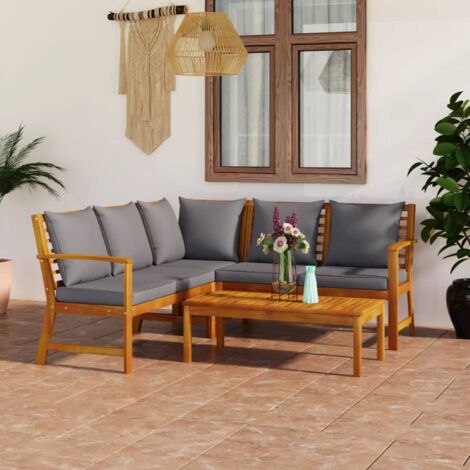 Salon de jardin 4 pcs avec coussin Bois d'acacia solide vidaXL