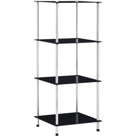 vidaXL 4-Tier Shelf Black 40x40x100 cm Tempered Glass