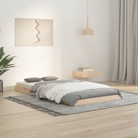 Vidaxl – Cadre de lit simple 90x190 cm en bois de pin massif – Structure robuste avec lattes en contreplaqué – Pour matelas 90x190 cm