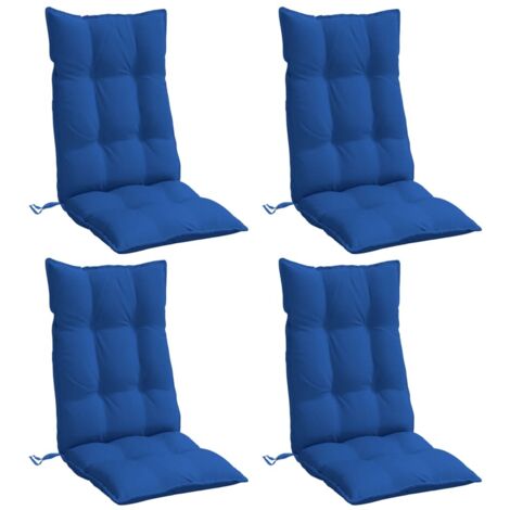 vidaXL Coussins de chaise à dossier haut lot de 4 bleu royal