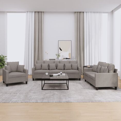 Vidaxl – Ensemble de canapés 3 pcs taupe – Tissu 100% polyester – Canapé 2 places 138x77x80cm – Canapé 3 places 198x77x80cm – 9 coussins inclus