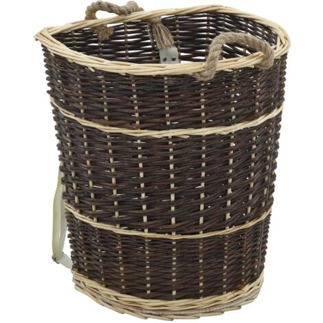 Vidaxl – Sac à dos pour bois de chauffage 44,5x37x50 cm – Sangles de transport – Matériau saule naturel – Charme rustique