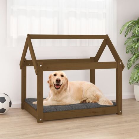Lit pour chien Marron miel 81x60x70 cm Bois de pin solide vidaXL