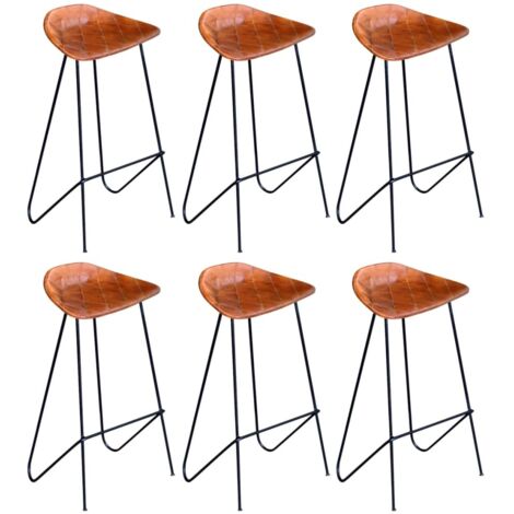 Chaises de bar lot de 6 marron cuir véritable vidaXL (1/5)