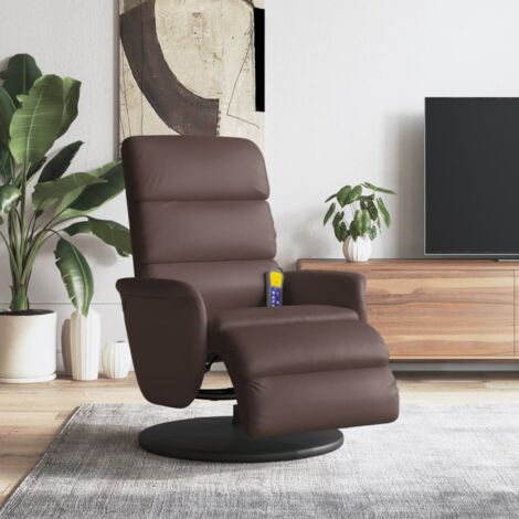 Fauteuil inclinable de massage repose-pieds marron similicuir vidaXL