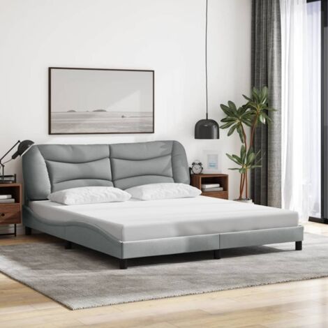 vidaXL Cadre de lit sans matelas Hvar gris clair 180x200 cm tissu (1/5)