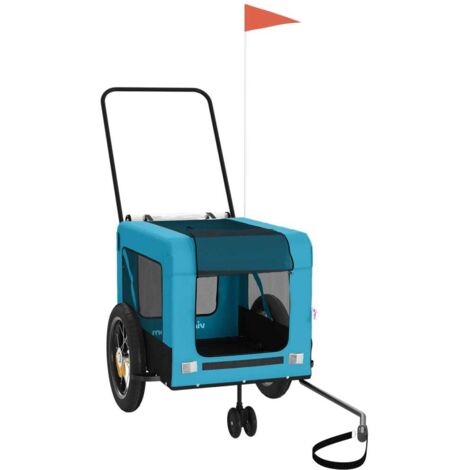 Remorque de vélo pour animaux de compagnie bleu et noir vidaXL