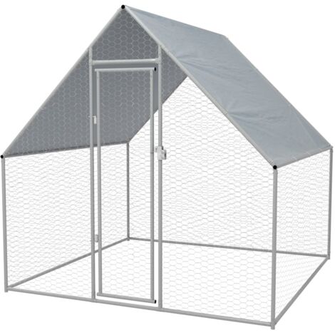 Vidaxl – Poulailler extérieur 2x2x1,92 m en acier galvanisé – Résistant aux UV et à l'eau – Pour 6 poules – Portail avec serrure (1/6)