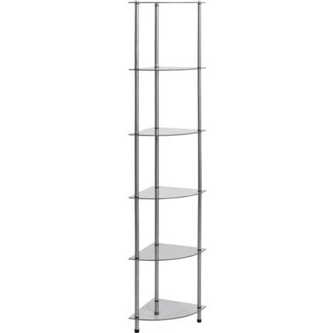 Vidaxl – Étagère en verre trempé 6 niveaux 30x30x160 cm – Acier inoxydable durable – Pour rangement salon, bureau ou salle de bain