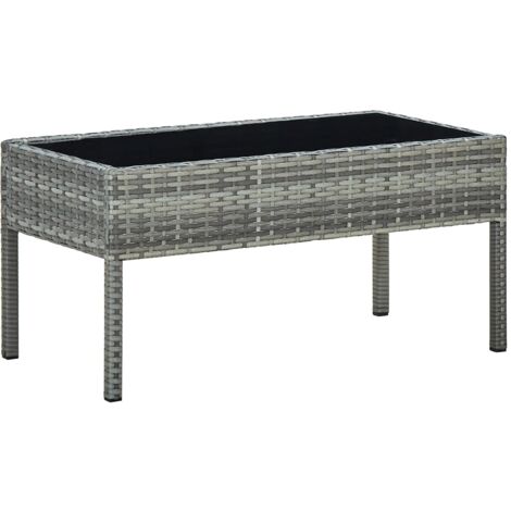 vidaXL Garden Table Grey 75x40x37 cm Poly Rattan