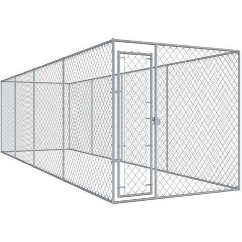 Vidaxl – Chenil d'extérieur pour chiens 760x192x185 cm – Acier galvanisé robuste – Système de verrouillage à loquet – Ventilation optimale