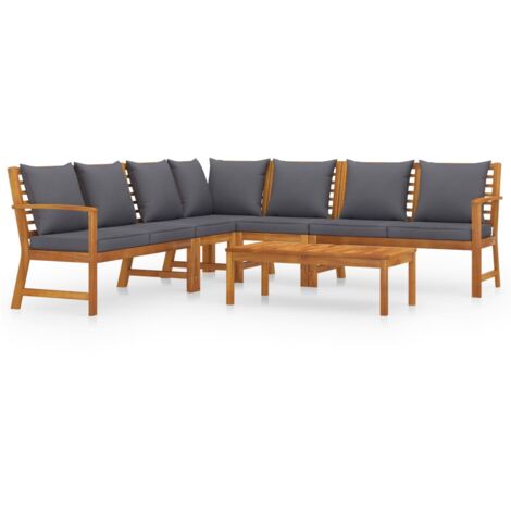 vidaXL Salon de jardin 6 pcs avec coussin Bois d'acacia solide