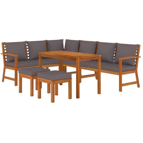 Ensemble à manger de jardin coussins 7 pcs Bois acacia vidaXL