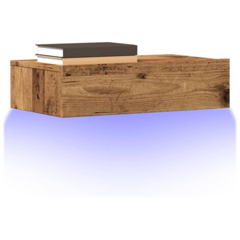 Vidaxl – Meuble TV avec éclairage LED – 2 pcs en bois d'ingénierie vieux bois – Dimensions 60x35x15,5 cm – Rangement optimisé et fixation murale