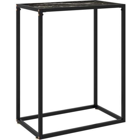 Vidaxl – Table console en verre trempé 60x35x75 cm – Acier enduit de poudre – Design moderne noir – Pour salon ou entrée (1/6)