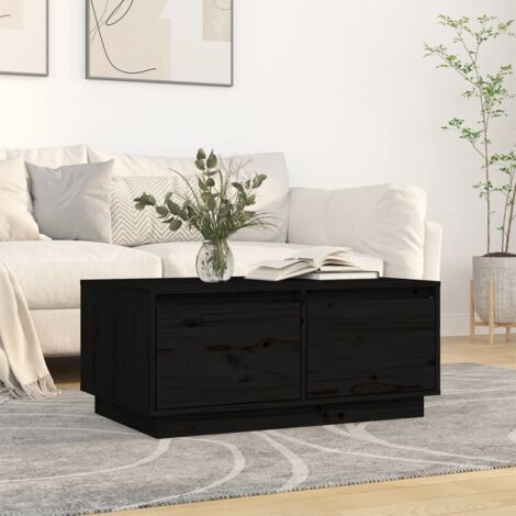 Table basse Noir 80x50x35 cm Bois massif de pin vidaXL (1/5)