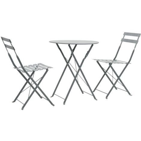 vidaXL 3 Piece Bistro Set Steel Grey (1/5)