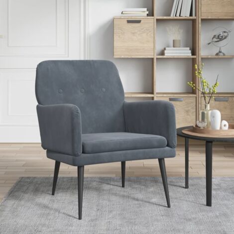 Fauteuil Chaise Fauteuil Design Fauteuil Relax Gris foncé 62x79x79 cm Velours vidaXL (1/5)