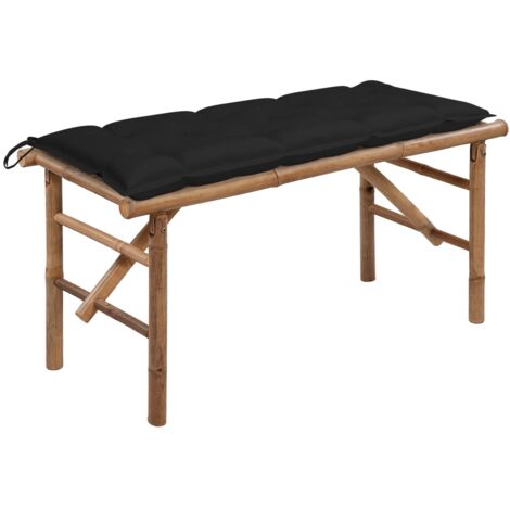 vidaXL Banc de jardin pliable avec coussin 118 cm Bambou (1/5)