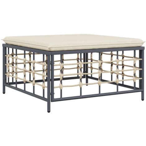 Tabouret de jardin avec coussin beige résine tressée vidaXL