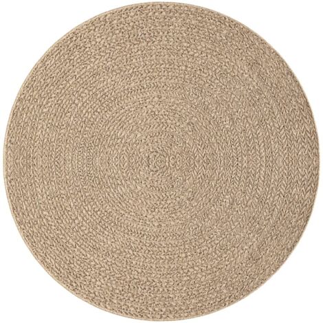 Vidaxl – Tapis shaggy ZIZUR Ø 200 cm – Aspect jute – 100% polypropylène – Résistant aux UV – Pour intérieur et extérieur – Nettoyage facile
