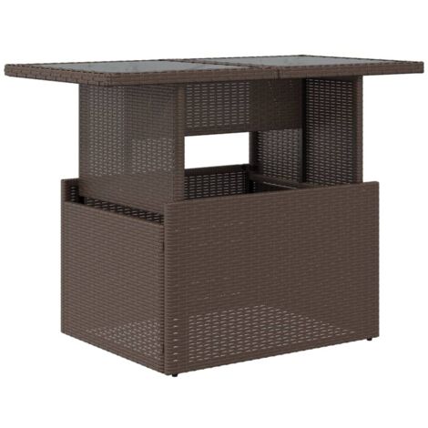 Vidaxl – Table de jardin en poly rotin avec dessus en verre 100x55x73 cm – Résistante aux intempéries – Idéale pour repas en extérieur
