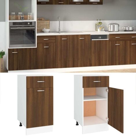 Vidaxl – Élément bas de cuisine à tiroir en bois d'ingénierie chêne brun 40x46x81,5 cm – Résistant à l'humidité – Rangement optimisé pour ustensiles