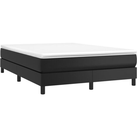 Sommier à lattes de lit avec matelas Noir 140x190 cm Similicuir vidaXL (1/5)