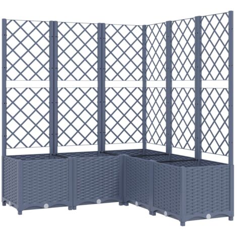Vidaxl – Jardinière avec treillis gris foncé 120x120x136 cm – PP résistant aux intempéries – Support pour plantes grimpantes
