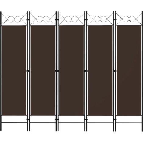 vidaXL 5-Panel Room Divider Brown 200x180 cm