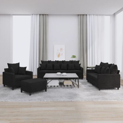 Ensemble de canapés 4 pcs avec coussins Noir Velours vidaXL