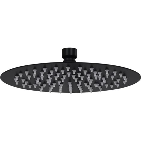 Vidaxl – Pomme de douche pluie ronde 20 cm en acier inoxydable noir – Buses anti-calcaire – Articulation pivotante pour angle ajustable