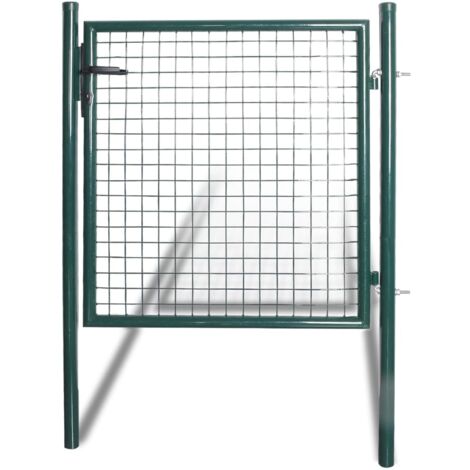 Vidaxl – Portail de clôture à porte simple en acier enduit de poudre – Dimensions 100 x 150 cm – Verrou robuste avec 3 clés – Installation facile
