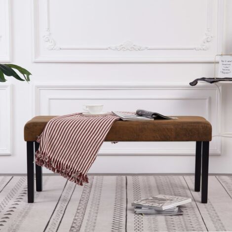 Vidaxl – Banc contemporain 106 cm – Similicuir daim marron – Cadre en bois – Confort optimal – Facile à assembler – Dimensions 106 x 43 x 46 cm