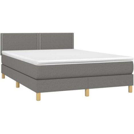 Lit à sommier tapissier avec matelas Gris foncé 140x200cm Tissu (1/5)