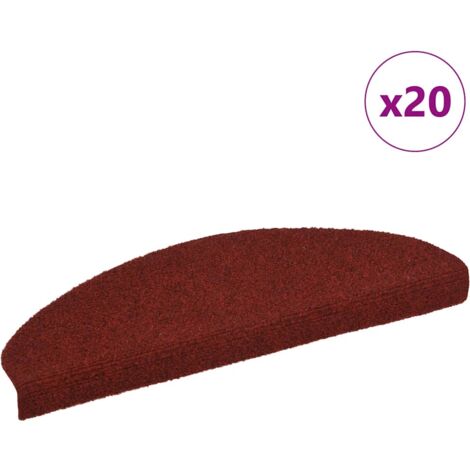 vidaXL Tapis d'escalier autocollants 20 pièces 65 x 21 x 4 cm Bordeaux Rouge Demi-rond Grand
