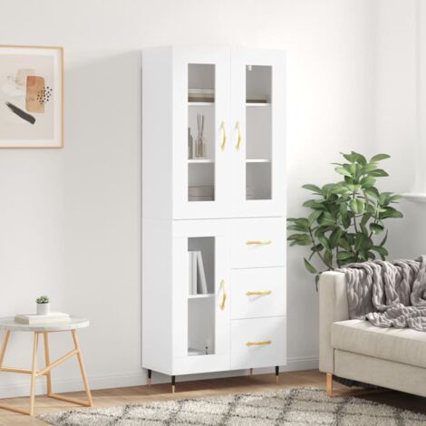 Buffet haut Blanc 69,5x34x180 cm Bois d'ingénierie vidaXL