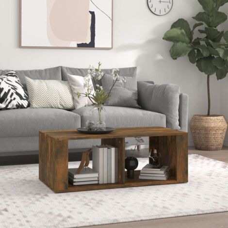 Vidaxl – Table basse fixe chêne fumé 100x50x36 cm – Bois d'ingénierie – Surface lisse et stable – 2 étagères pour rangement pratique