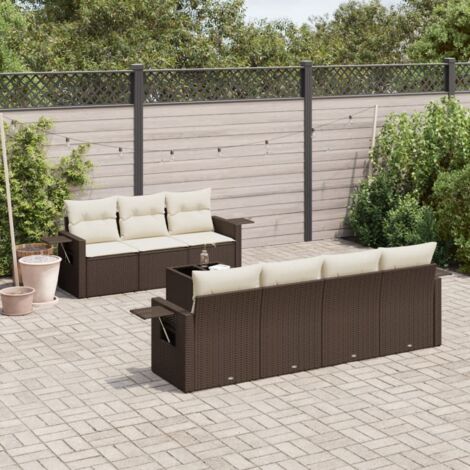 vidaXL Salon de jardin 8 pcs avec coussins marron résine tressée (1/5)