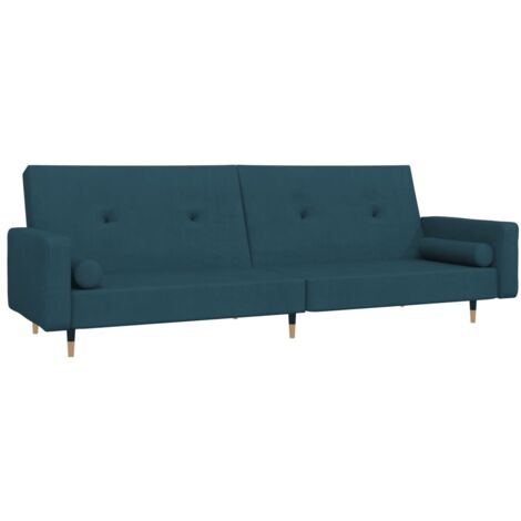 Canapé-lit à 2 places avec deux oreillers bleu velours vidaXL (1/6)