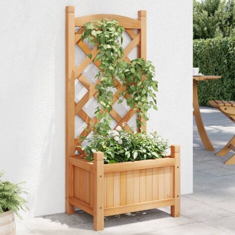 Vidaxl – Jardinière en bois de sapin massif avec treillis – Largeur 80cm – Profondeur 40cm – Idéale pour plantes grimpantes – Drainage optimal