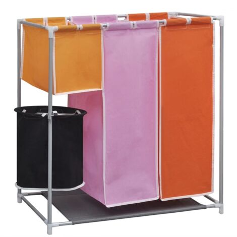 Vidaxl – Panier à linge 3 compartiments – Cadre en fer léger – Tissu polyester 100% – Dimensions 70x30x80 cm – Bac de lavage amovible