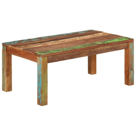 Vidaxl – Table basse fixe 110x55x40 cm en bois de récupération massif – Dessus robuste pour repas et décorations – Design simple et moderne