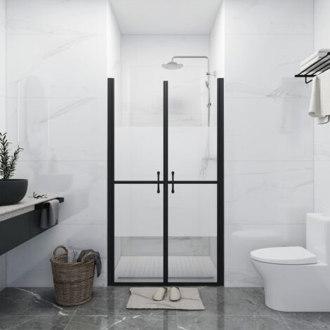 Vidaxl – Porte de douche ESG demi-dépoli 98-101 cm – Verre de sécurité 5 mm – Aluminium – Poignées modernes – Installation facile (1/5)