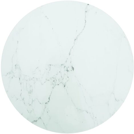 Vidaxl – Dessus de table en verre trempé blanc Ø60x0,8cm – Design marbre élégant – Durable et facile à nettoyer – Pour tables à manger et basses