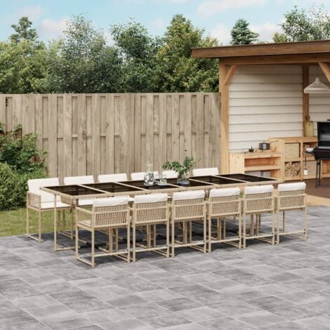 vidaXL Ensemble à manger de jardin et coussins 13 pcs beige